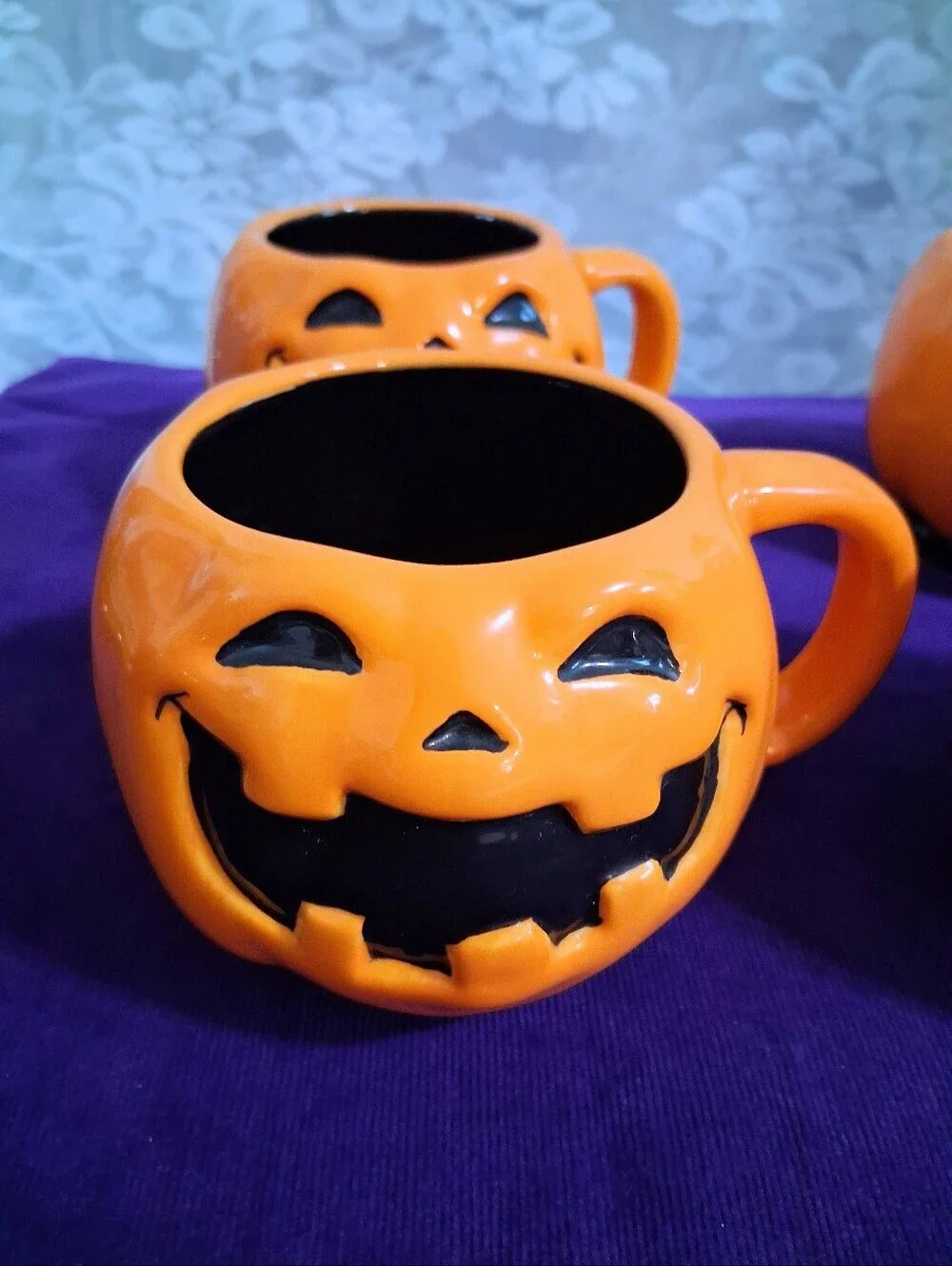 Retro Target Halloween 2008 Pumpkin Mug Set of 4 Jack O Lantern Rare